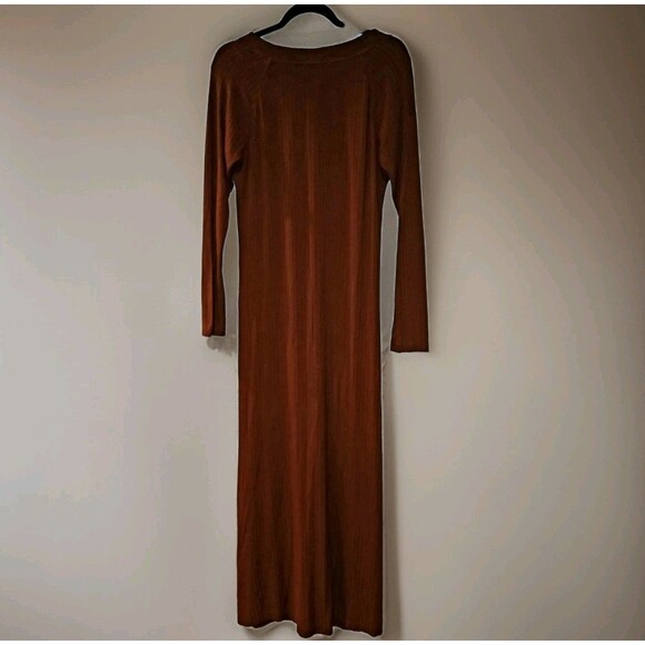 Vtg Betsy Johnson Ribbed Knit Maxi Dress Sz M/L Rust Long Sleeve Indie Rocker - Picture 2 of 11